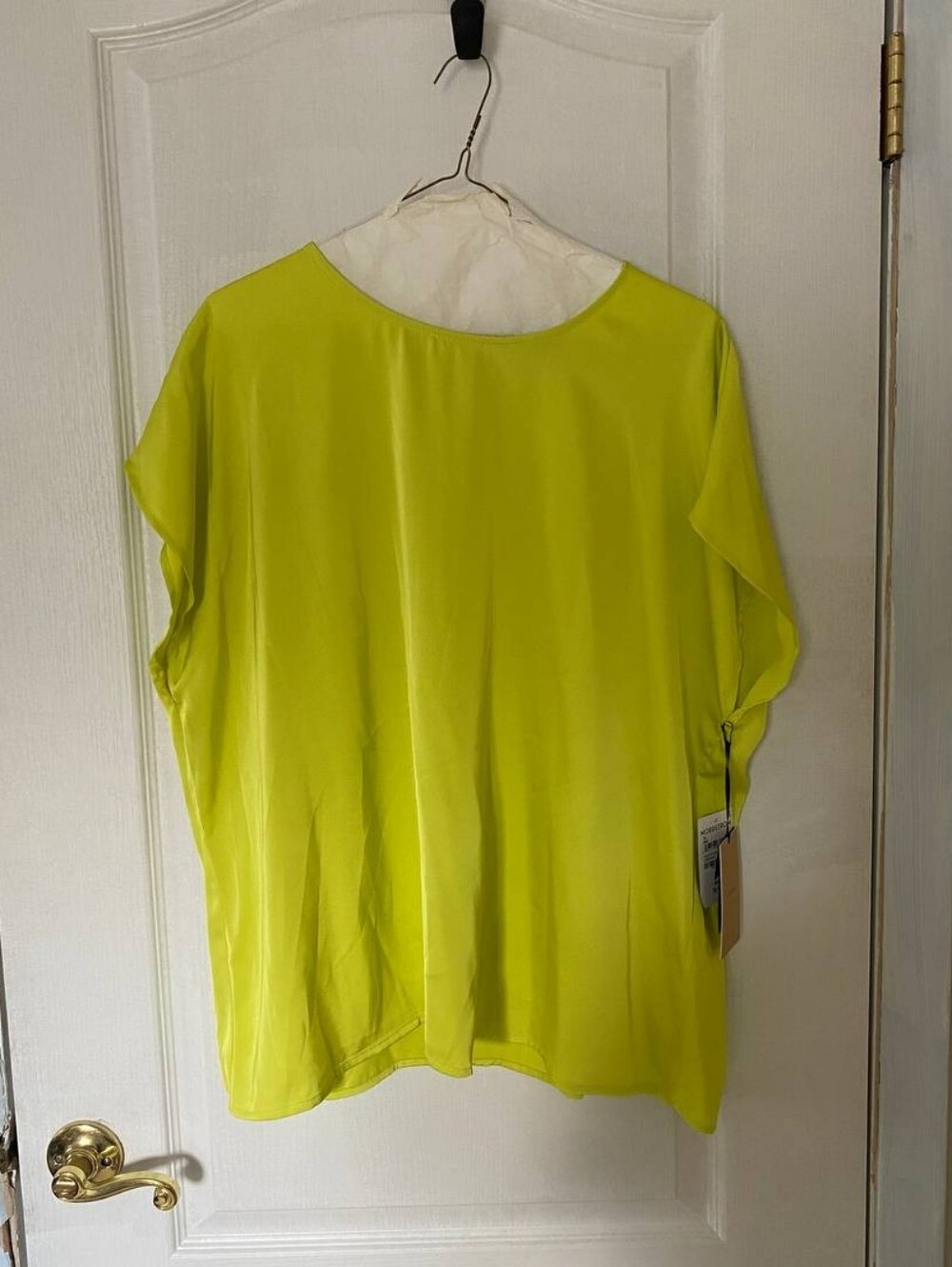 NWT Nordstrom Halogen Lime Green Short Sleeve Blouse with Back Button Size XL